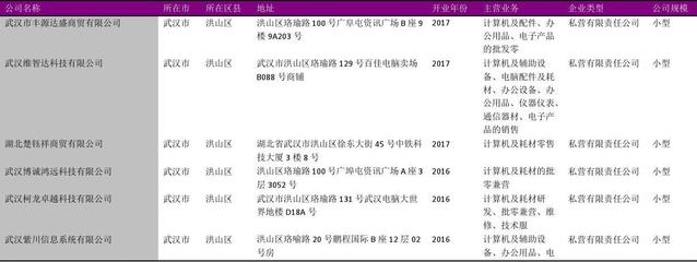 武汉市计算机及周边产品零售行业企业名录2018版2537家